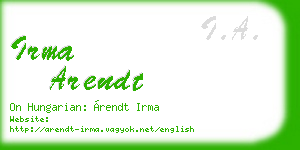 irma arendt business card